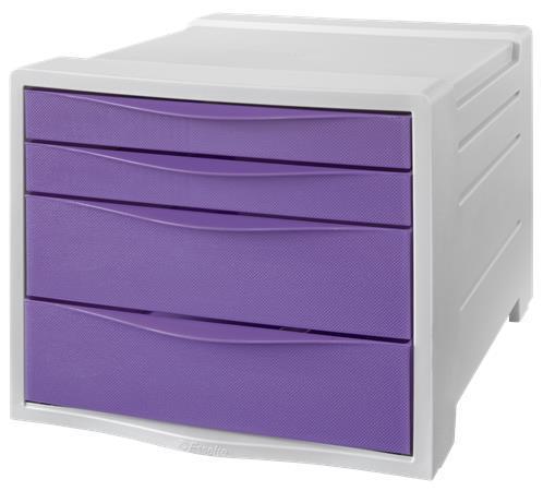 Zásuvkový box "Colour`Breeze", levandulová, plast, 4 zásuvky, ESSELTE 628458