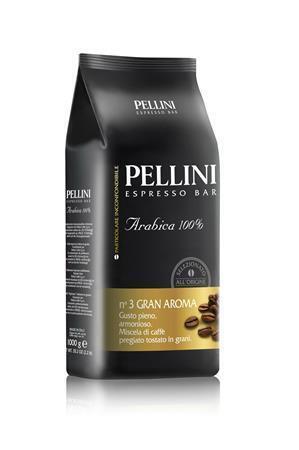 Káva "Gran Aroma", pražená, zrna, vakuově balená, 1000 g, PELLINI