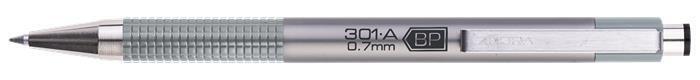 Kuličkové pero "F301", modrá, 0,24 mm, stiskací mechanismus, stříbrné tělo ZEBRA 26343