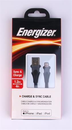 USB kabel, černá, USB-A - Lightning (Apple), 1,2 m, ENERGIZER, 3492548221899