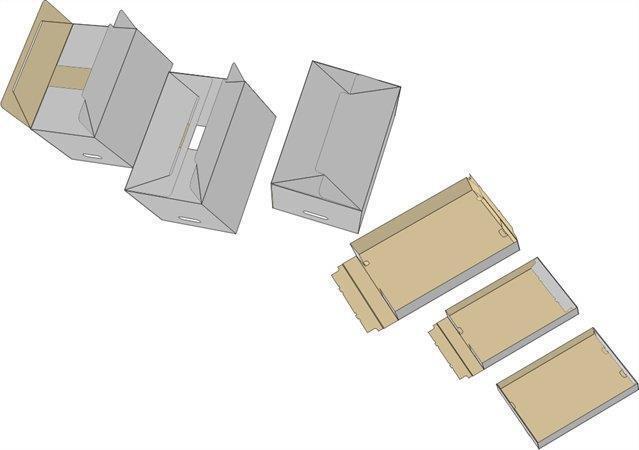 Archivační kontejner, modrá/ bílá, 5 ks v bal.,(box/ víko), karton, 522x351x305, DONAU