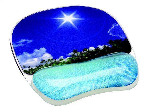 Podložka pod myš s pěnovou opěrkou zápěstí, FELLOWES "Photo Gel", tropická pláž