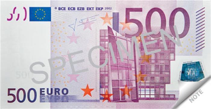 Poznámkový blok "500 Euro", 70 listů, 120 x 61,5 mm, PANTA PLAST 0423-0057-99