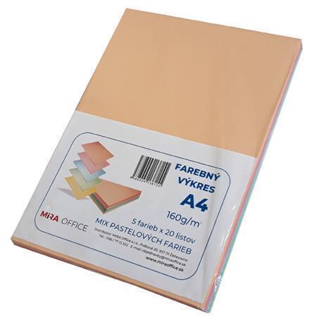 Barevné papíry, A4, 5 pastelových barev