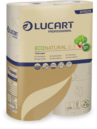 Toaletní papír "EcoNatural 6.3", hnědá, 3-vrstvý, 27,5 m, LUCART