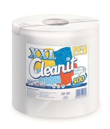 Papírové utěrky "CLEANIT XXL 500", bílá, 2-vrstvé, role, LUCART