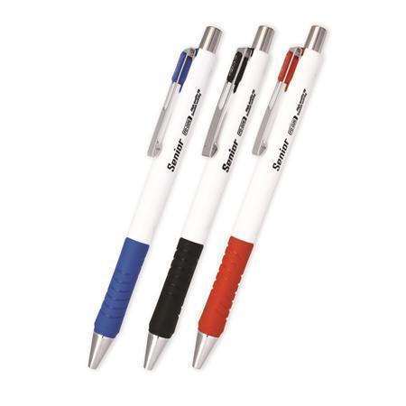 Kuličková pera "Senior", mix barev, 0,4 mm, stiskací mechanismus, modrý inkoust, FLEXOFFICE