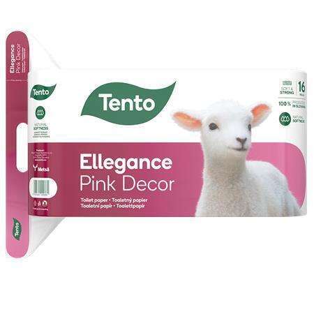 Toaletní papír "Ellegance Pink Decor", 16 rolí, 3-vrstvý, TENTO 229386