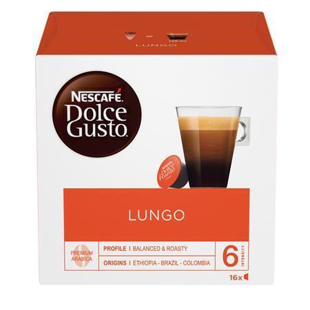 Kapsle do kávovaru, 16 ks, NESCAFÉ "Dolce Gusto Caffé Lungo"