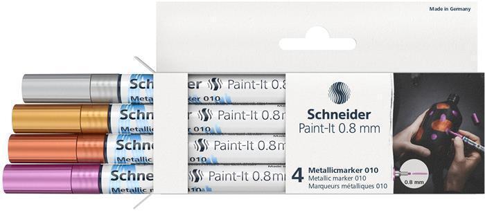 Akrylový popisovač "Paint-It 010", 4 různé barvy sada, 0,8 mm, SCHNEIDER ML01011501