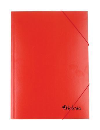 Desky s gumičkou, červené, karton, A4, VICTORIA