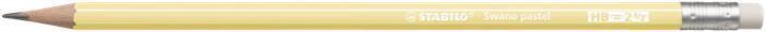 Grafitová tužka s gumou "Swano Pastel", žlutá, HB, šestihranná, STABILO