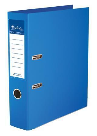 Pákový pořadač "Premium", modrý, 75 mm, A4, s ochranným spodním kováním, PP/PP, VICTORIA