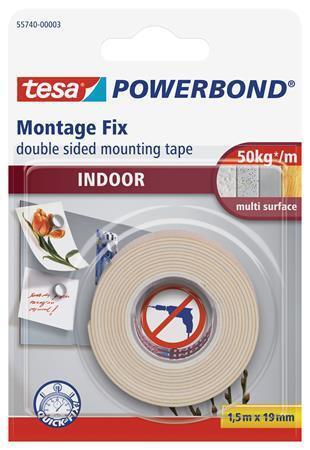 Lepicí páska "Powerbond 55740", oboustranná, pro interiér, 19 mm x 1,5m, TESA