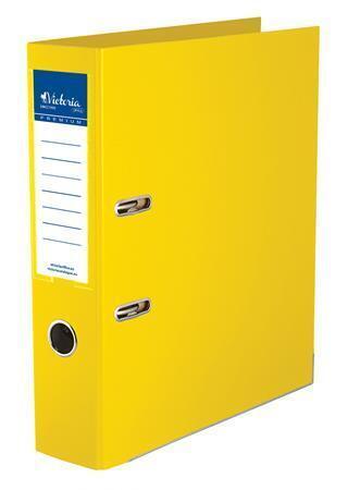 Pákový pořadač "Premium", žlutý, 75 mm, A4, s ochranným spodním kováním, PP/PP, VICTORIA
