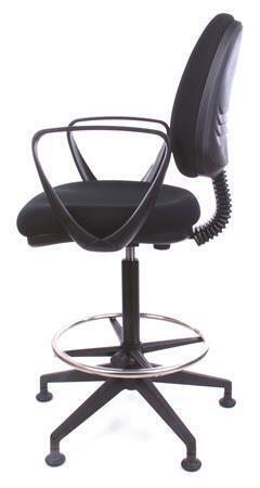 Pracovní židle "Bar", s držákem na nohy, s kluzáky, černé čalounění, vyztužené opěradlo, MAYAH CM101