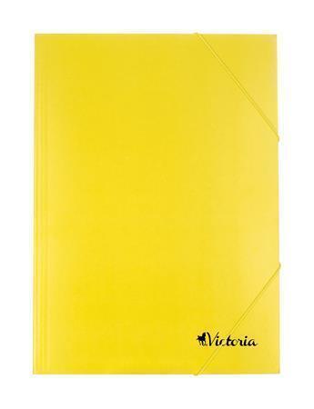 Desky s gumičkou, žluté, karton, A4, VICTORIA
