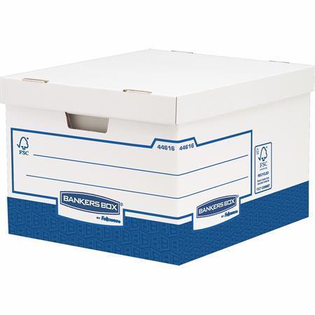 Archivační kontejner "Bankers Box Basic", modro-bílá, karton, extra silný, velký, FELLOWES