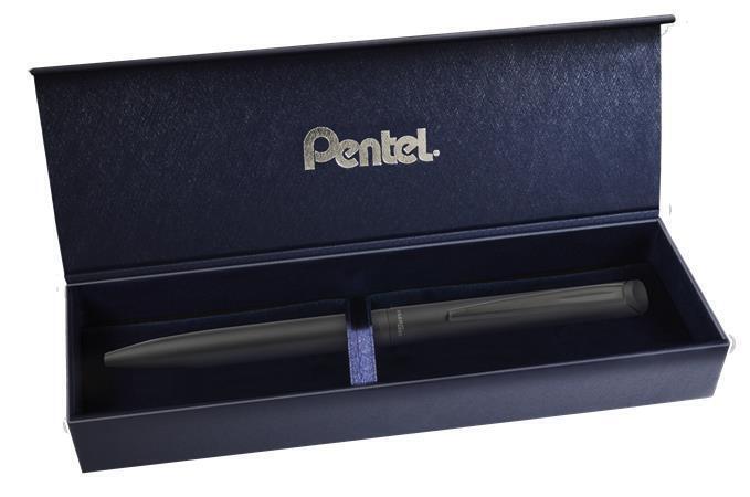Kuličkové pero "EnerGel BL-2507", modrá, 0,35 mm, otočný mechanismus, kovové, matně černé tělo, PENT