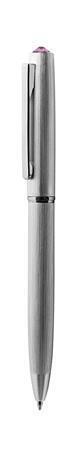 Kuličkové pero "Oslo", stříbrná, s růžovým krystalem SWAROVSKI®, 13 cm, ART CRYSTELLA®