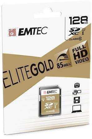 Paměťová karta "Elite Gold", SDXC, 128GB, UHS-I/U1, 85/20 MB/s, EMTEC ECMSD128GXC10GP