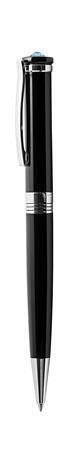 Kuličkové pero "Rimini", černá, s modrým krystalem SWAROVSKI®, 14 cm, ART CRYSTELLA®