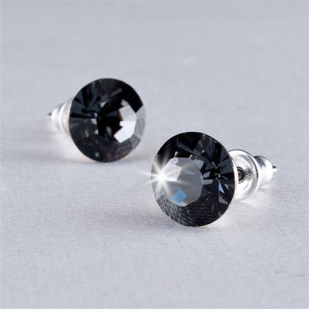 Náušnice,"MADE WITH SWAROVSKI ELEMENTS"  černé diamanty, 8mm
