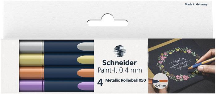 Metalická sada rollerball "Paint-It 050", 4 různé barvy, 0,4 mm, SCHNEIDER ML05011501