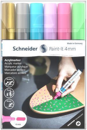 120296 Akrylové popisovače "Paint-It 320", sada 6 barev, 4 mm, SCHNEIDER