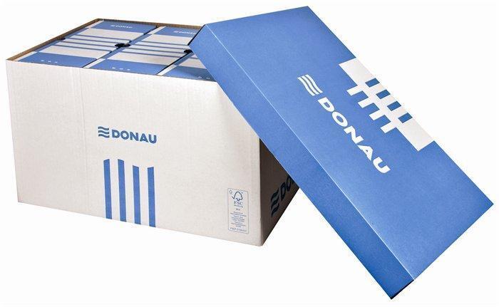 Archivační kontejner, modrá/ bílá, (box/ víko), karton, 522x351x305, 60 mm, DONAU