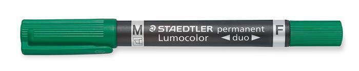 Permanentní popisovač "Lumocolor 348 Duo", zelená, kuželový hrot, F/M, oboustranný, STAEDTLER