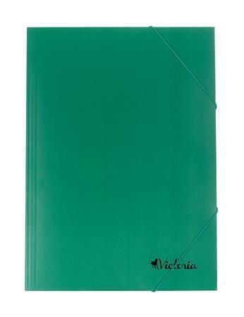 Desky s gumičkou, zelené, karton, A4, VICTORIA
