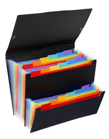 Aktovka s přihrádkami "Rainbow Class", černá, 12+6 částí, PP, VIQUEL