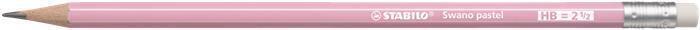 Grafitová tužka s gumou "Swano Pastel", růžová, HB, šestihranná, STABILO