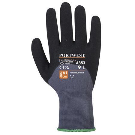 Ochranné rukavice "DermiFlex Ultra Plus", šedo-černá, nylon, nitrilová pěna, velikost L