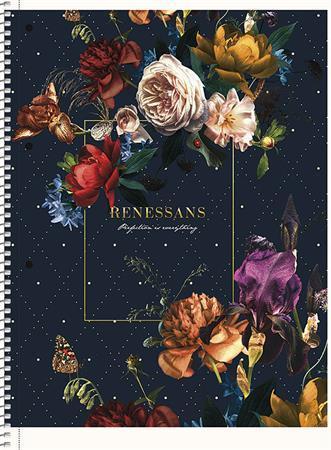Spirálový sešit "Renaissance flowers", mix, A4+, čtverečkovaný, 80 listů, SHKOLYARYK