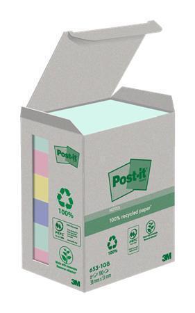 Samolepící bloček "Nature", mix pastelových barev, 38 x 51 mm, 6 x 100 listů, recyklovaný, 3M POST I