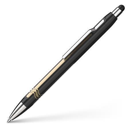 Kuličkové pero "Epsilon Touch", černá-zlatá, 0,7mm, stiskací mechanismus, stylus, SCHNEIDER