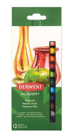 Olejové křídy "Academy", 12 různých barev, DERWENT