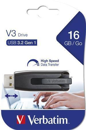 16GB USB Flash 3.0, 60/12 MB/sec, VERBATIM "V3", černá-šedá