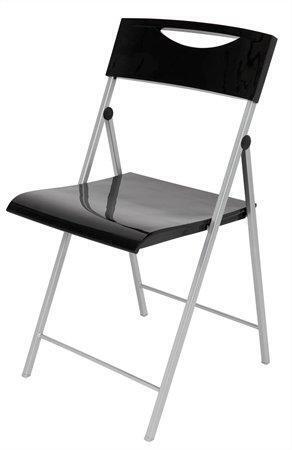 Skládací židle, kov a plast, ALBA “Smile”, černá