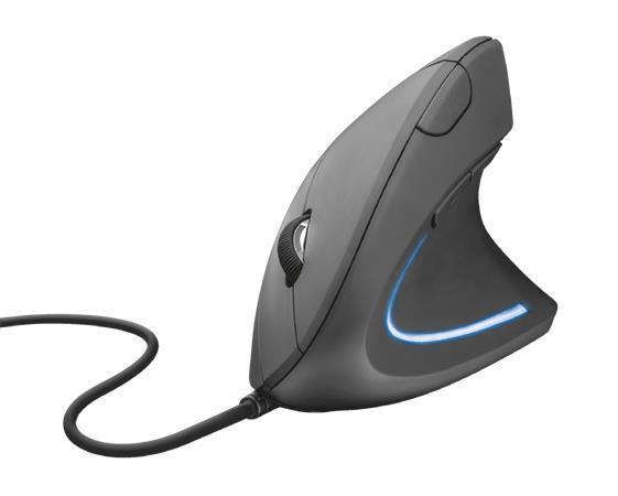 Myš "Verto", černá, kabelová, optická, USB, ergonomická, vertikální, TRUST