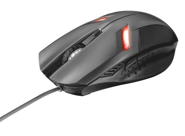 Herní myš "Ziva", černo-šedá, drátová, optická, větší velikost, USB, TRUST