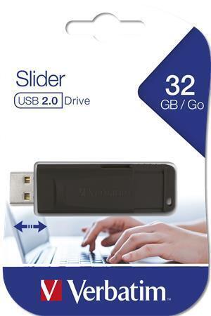 32GB USB Flash 2.0 "Slider", VERBATIM, černý