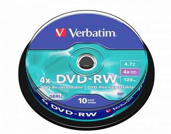 DVD-RW, 4,7GB, 4x, Verbatim, 10-cake