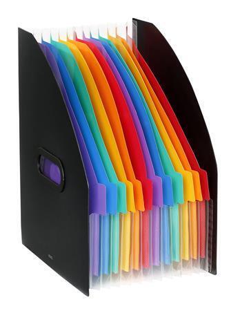 Stojan na časopisy s přihrádkami "Rainbow Class", černá, 12 částí, PP, VIQUEL
