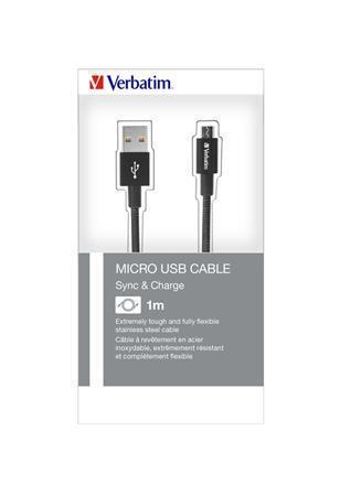 USB kabel, černá, micro USB B, 100 cm, VERBATIM