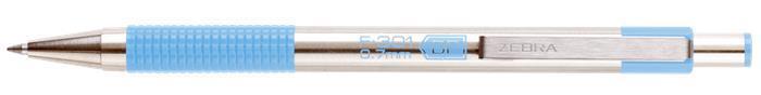 Kuličkové pero "F 301", modrá, 0,24 mm, modré tělo z nerezové oceli, ZEBRA 90702