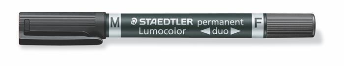 Permanentní popisovač "Lumocolor 348 Duo", černá, kuželový hrot, F/M, oboustranný, STAEDTLER