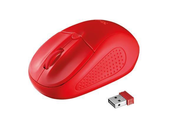 Myš "Primo", červená, bezdrátová, optická, malá velikost, TRUST